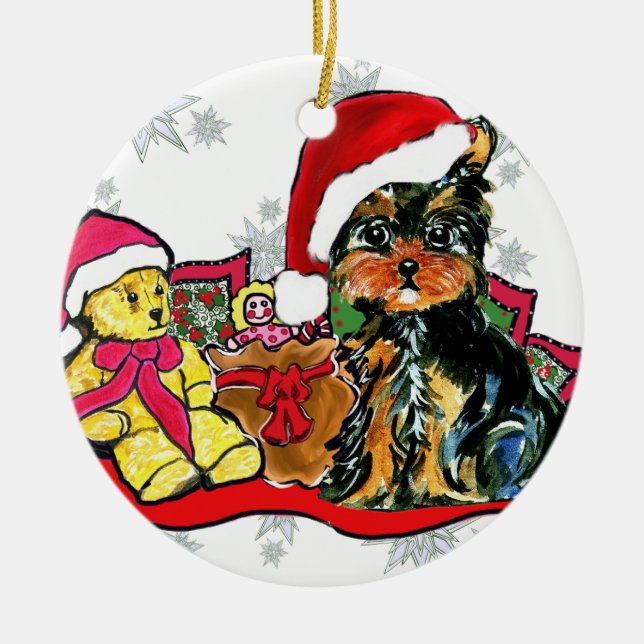 YORKIE POO CERAMIC ORNAMENT (Front)