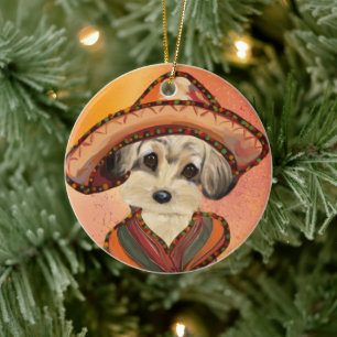 YORKIE POO CERAMIC ORNAMENT
