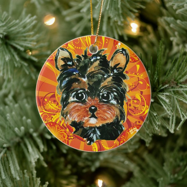 YORKIE POO CERAMIC ORNAMENT (Tree)