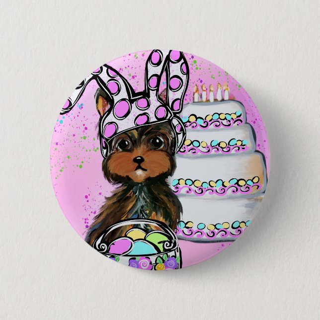 Yorkie Poo Easter Button (Front)