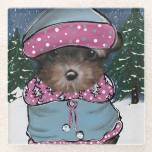 Yorkie Poo Glass Coaster