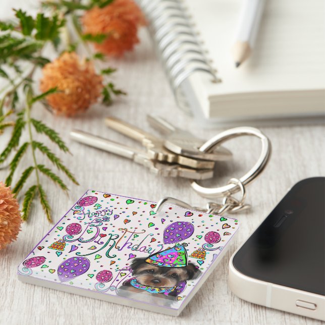 Yorkie Poo Keychain (Front Right)