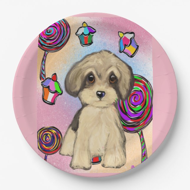 Yorkie Poo Paper Plates (Front)