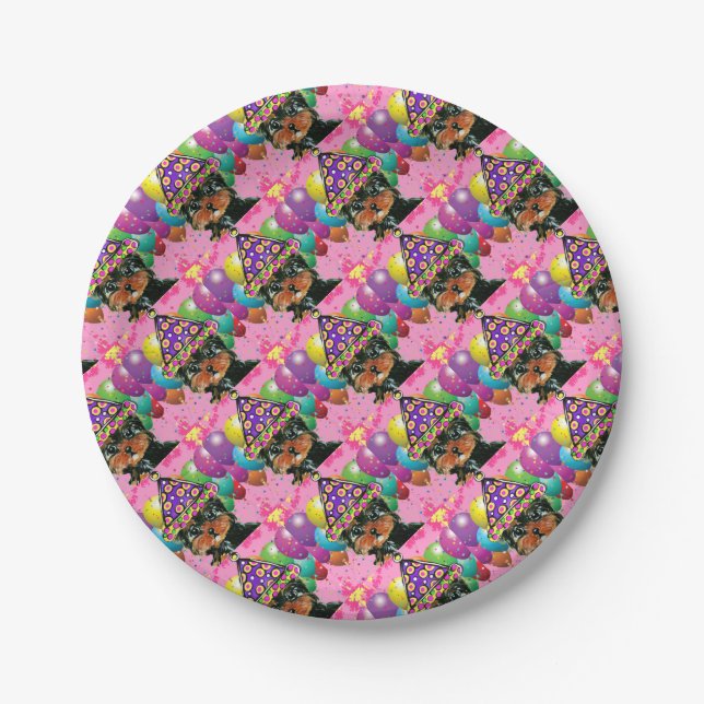 Yorkie Poo Party Dog Paper Plates (Front)
