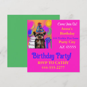 Yorkie Poo Party Invitation