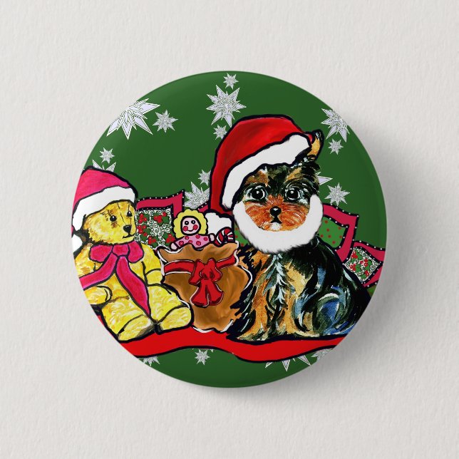 YORKIE POO PINBACK BUTTON (Front)