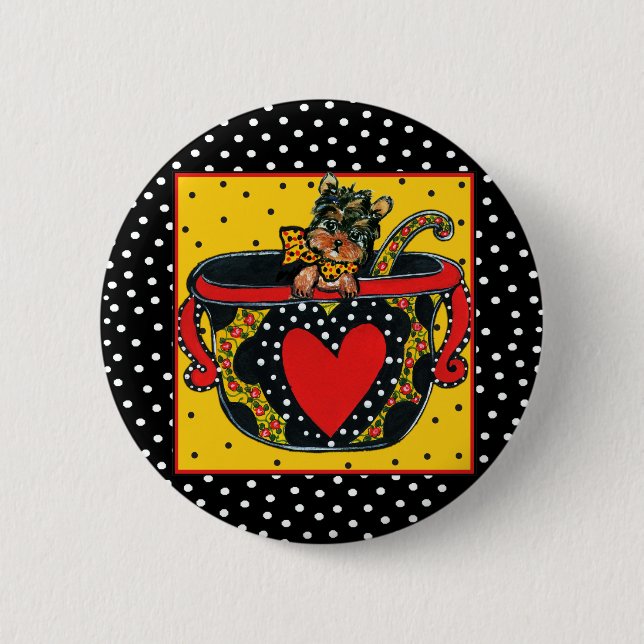 Yorkie Poo Pinback Button (Front)