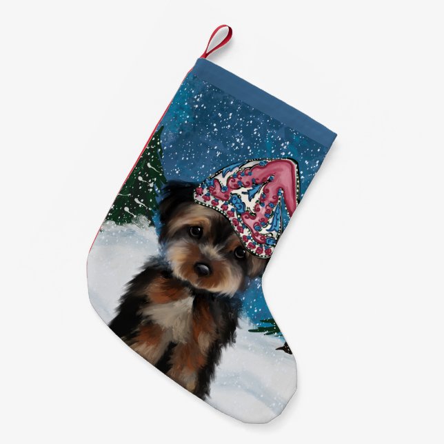 YORKIE POO SMALL CHRISTMAS STOCKING (Front (Hanging))