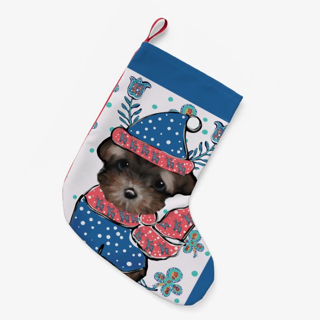 Yorkie Poo  Small Christmas Stocking (Front (Hanging))