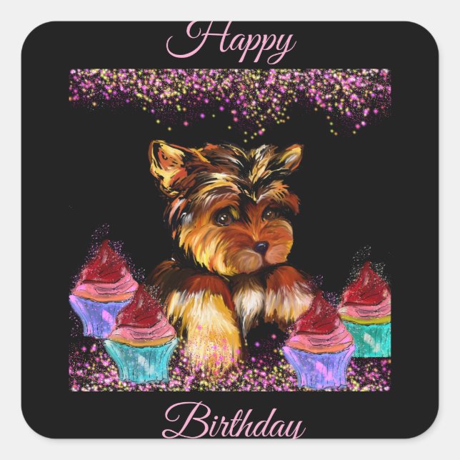 Yorkie Poo Square Sticker (Front)