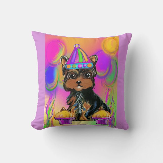 Yorkie Poo Throw Pillow (Front)