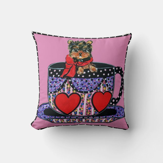 Yorkie Poo Throw Pillow (Front)