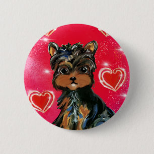 Yorkie Poo Valentine Button