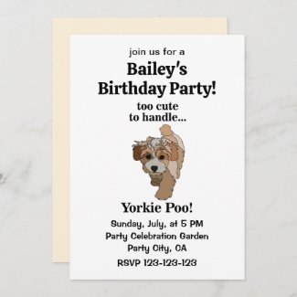 Yorkie Poo Yorkipoo Cute Dog Birthday Party Invitation