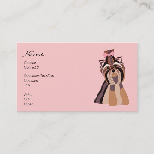 Customizable Yorkie Portrait Business Card Templates