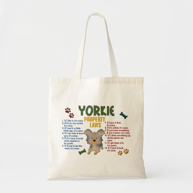 Yorkie Property Laws 4 Tote Bag (Front)