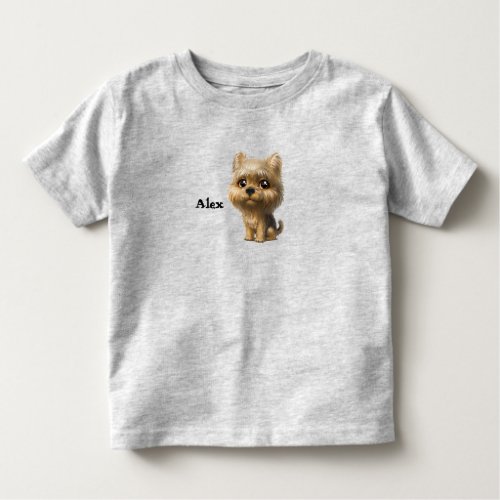 Yorkie Puppy Custom Name Toddler T_shirt