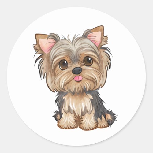 Yorkie Puppy Do Watercolor Yorkshire Terrier  Classic Round Sticker