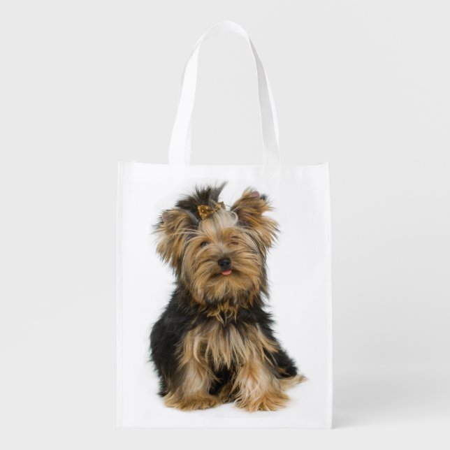 Yorkie Puppy Dog Gift Cute Yorkshire Terrier Grocery Bag (Front)