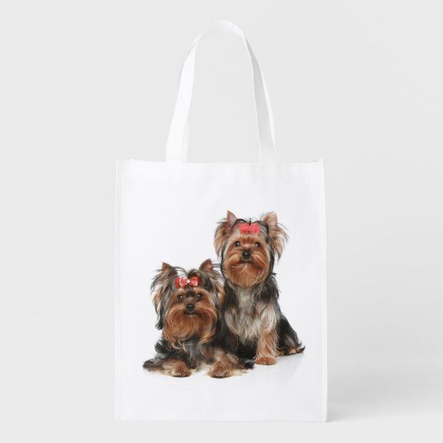 Yorkie Puppy Dog Gift Cute Yorkshire Terrier Grocery Bag (Front)