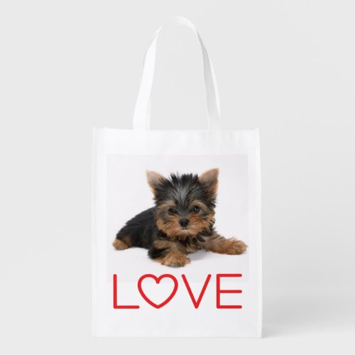 Yorkie Puppy Dog Gift Cute Yorkshire Terrier Reusable Grocery Bag