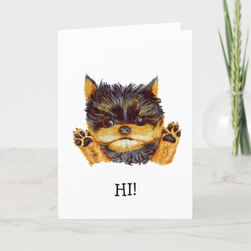 Yorkie Puppy Dog Greeting Card Valentine