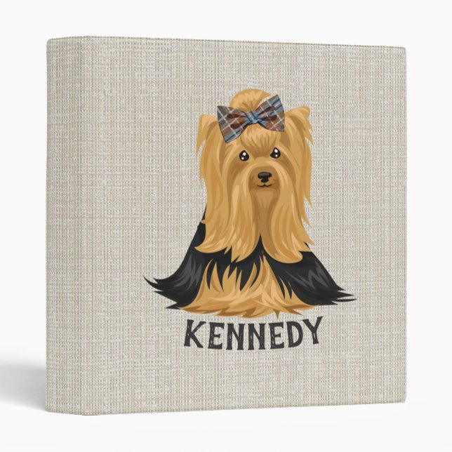 Yorkie Puppy | Dog Yorkshire Terrier Personalized 3 Ring Binder (Front/Spine)