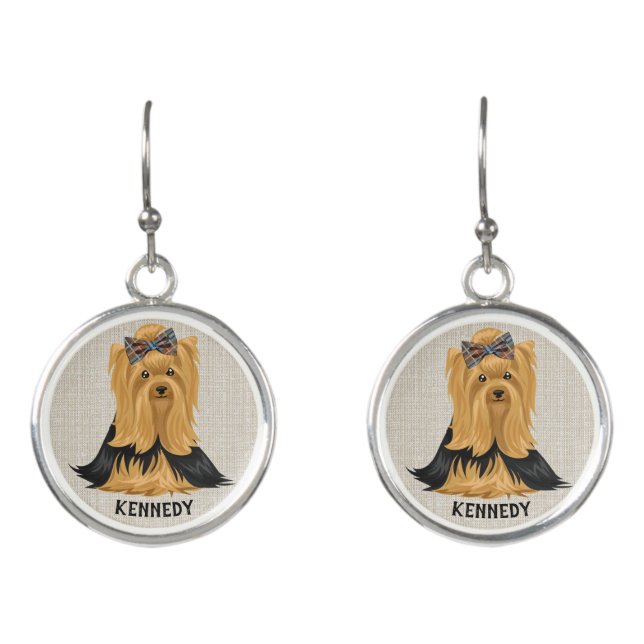 Yorkie Puppy | Dog Yorkshire Terrier Personalized Earrings (Front)