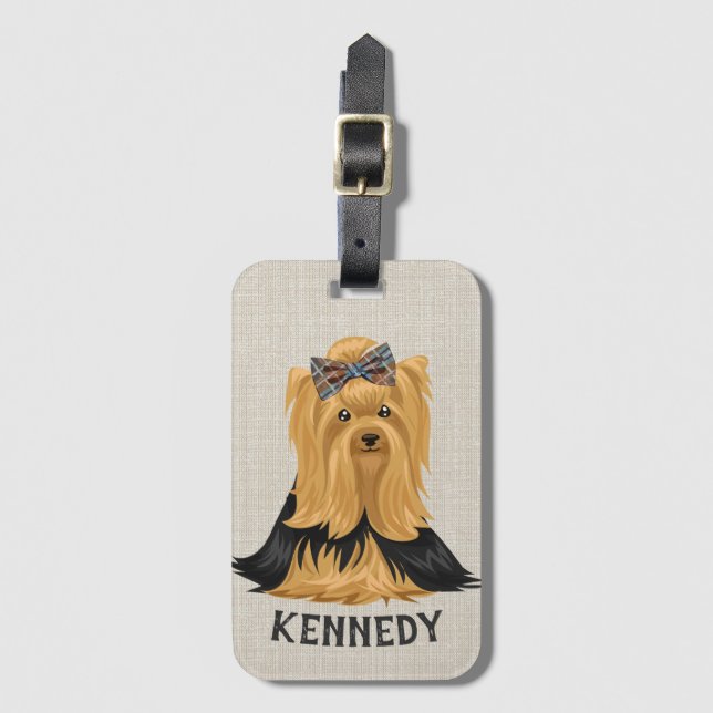 Yorkie Puppy | Dog Yorkshire Terrier Personalized Luggage Tag (Front Vertical)