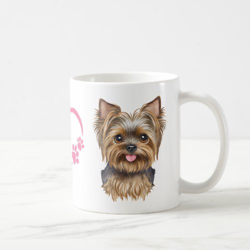 Yorkie Puppy Pink Watercolor Yorkshire Terrier Coffee Mug