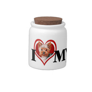 "Yorkie Red Heart" Dog Treat Jar