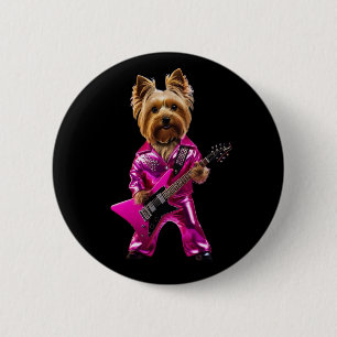Yorkie Rock Star Button