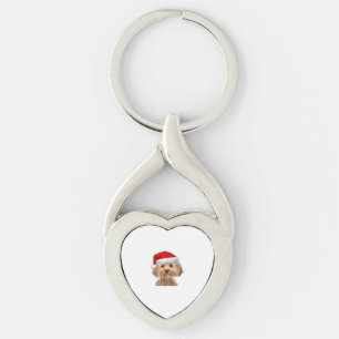 Yorkie Shirt Cute Dog Santa Hat Image Funny Christ Keychain