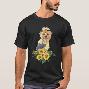 Yorkie Sunflower Funny Yorkshire Terrier Lover Gif T-Shirt