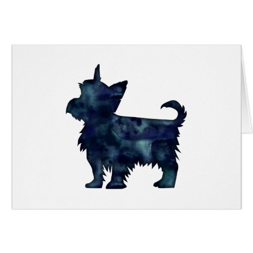 Yorkie Terrier Black Watercolor Silhouette Card