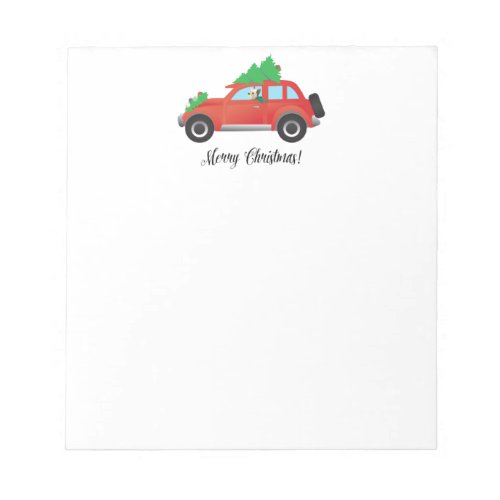 Yorkie Terrier dog Driving a Christmas Car Notepad