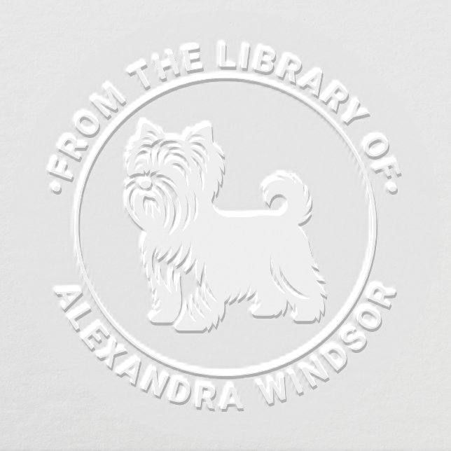 Yorkie Terrier Dog Standing Sil Library Book Name Embosser (Design)