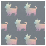 Yorkie Terrier Silhouette Tiled Fabric - Pastel