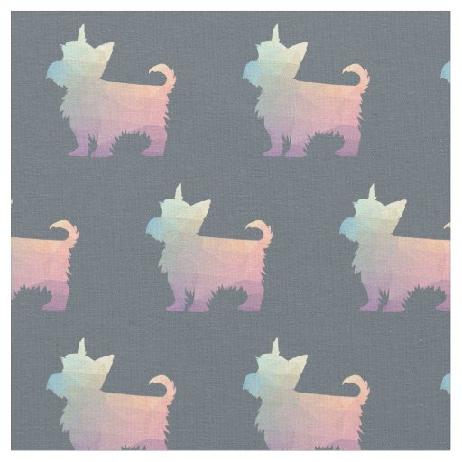 Yorkie Terrier Silhouette Tiled Fabric - Pastel