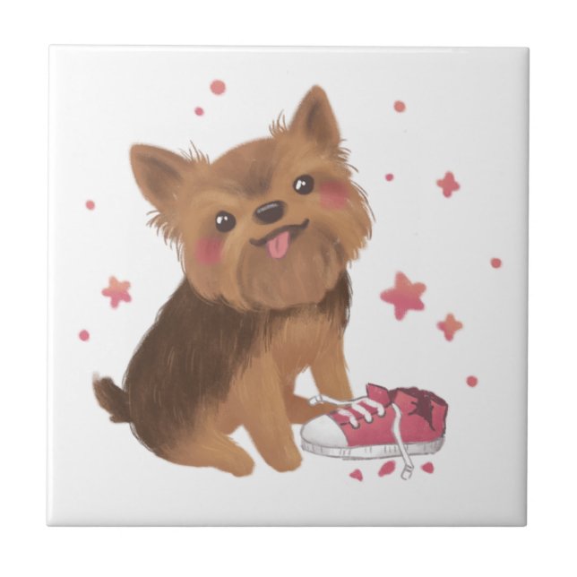 Yorkie the Cutest Trouble Maker Ceramic Tile (Front)