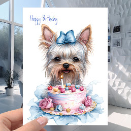 &quot;Yorkie&quot; the Yorkshire Terrier - Dog Cake Birthday Card