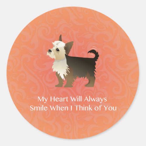 Yorkie Thinking of You Design Classic Round Sticker