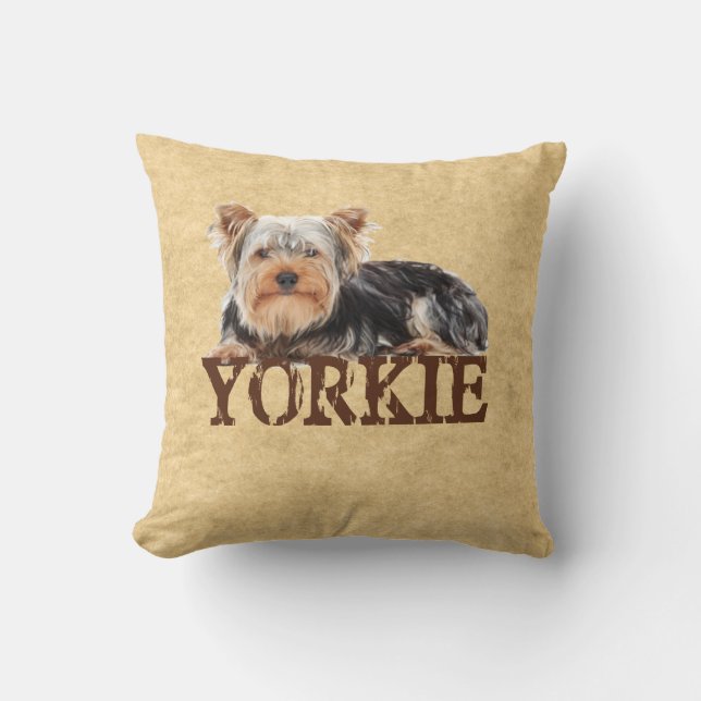 Yorkie Throw Pillow (Front)