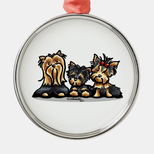 Yorkie Trio Metal Ornament