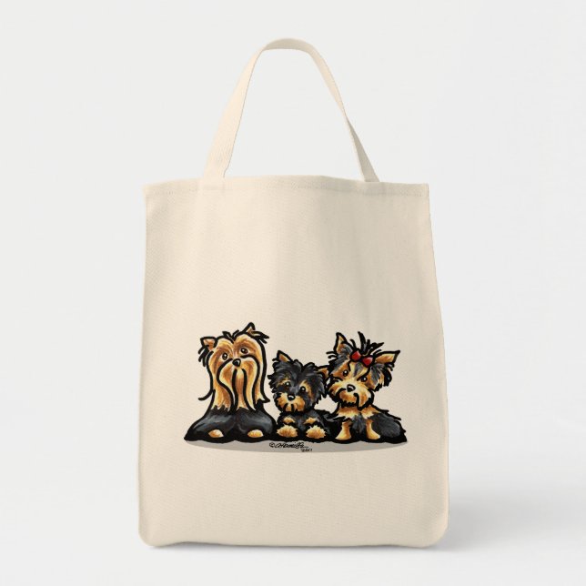 Yorkie Trio Tote Bag (Front)