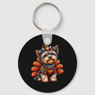 Yorkie Turkey Outfit Cute Yorkshire Terrier Dog Me Keychain