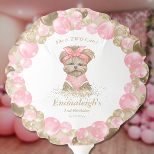 Yorkie Two Cute Birthday Balloon