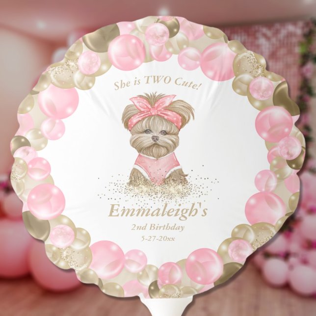 Yorkie Two Cute Birthday Balloon (Creator Uploaded)