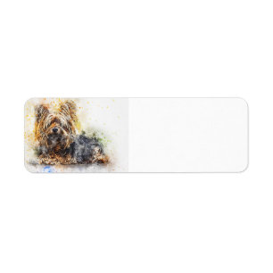 yorkie watercolor art label