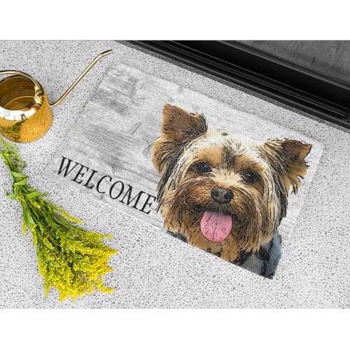 Yorkie Welcome Cute Dog Pet Yorkshire Terrier Doormat